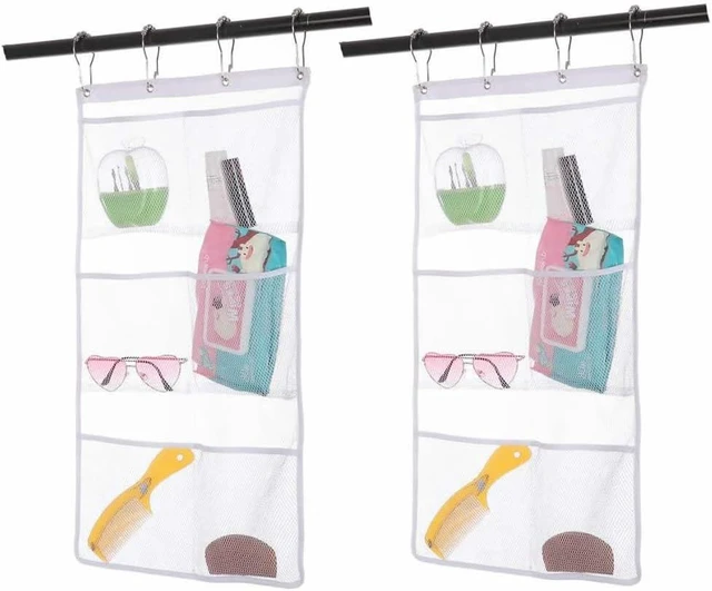 Main image of Bathroom Bath Toy Holder, Shower Curtain Rod Liner Storage Caddy, Mesh Hanging Organizer with 6 Pockets
