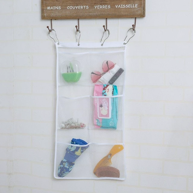 Alt view image 3 of 7 - Bathroom Bath Toy Holder, Shower Curtain Rod Liner Storage Caddy, Mesh Hanging Organizer with 6 Pockets