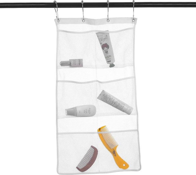 Alt view image 2 of 7 - Bathroom Bath Toy Holder, Shower Curtain Rod Liner Storage Caddy, Mesh Hanging Organizer with 6 Pockets