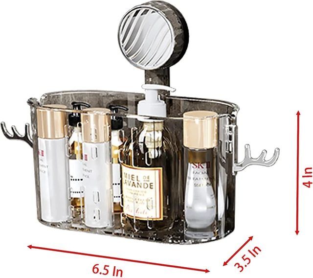Alt view image 2 of 6 - Transparent Gray Plastic Suction Cup Storage Rack Removable Organizer Box for Kitchen Bathroom
