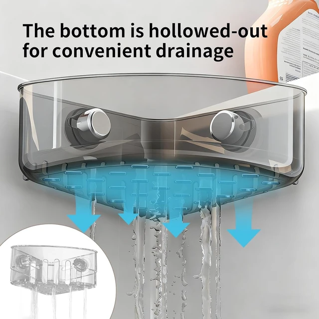Alt view image 3 of 7 - Corner Drain Organizer for Kitchen Sponges and Scrubbers, Suction Cup Triangle Sink Strainer Basket