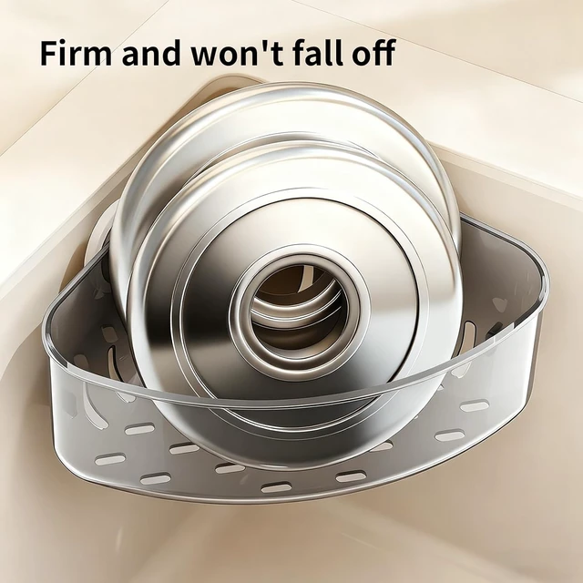 Alt view image 6 of 7 - Corner Drain Organizer for Kitchen Sponges and Scrubbers, Suction Cup Triangle Sink Strainer Basket