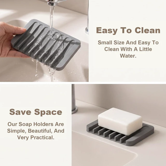 Alt view image 3 of 7 - Silicone Soap Bar Rack for Sink & Dish Area