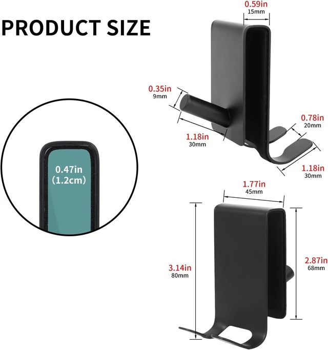 Alt view image 2 of 7 - Bathroom Holder for Robes and Bath Towels, Stainless Steel Double-Sided Non-Slip Towel Hooks for Frameless Glass Shower Doors