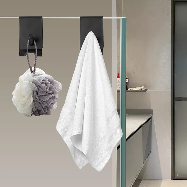 Alt view image 7 of 7 - Bathroom Holder for Robes and Bath Towels, Stainless Steel Double-Sided Non-Slip Towel Hooks for Frameless Glass Shower Doors