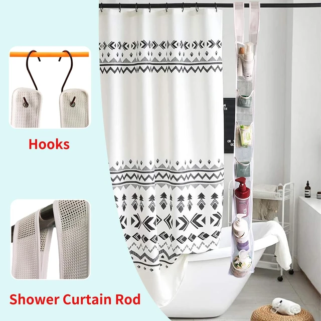 Alt view image 3 of 7 - Foldable Lightweight Portable Storage Bag, Hanging Mesh Shower Organizer with 7 Pockets