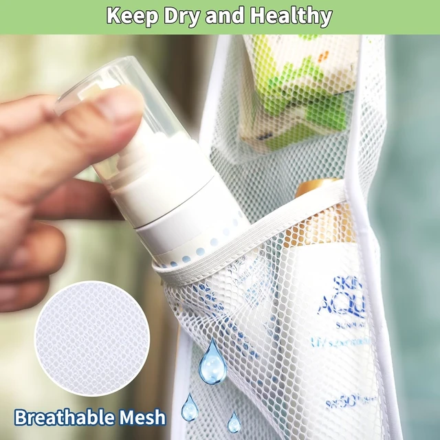 Alt view image 2 of 7 - Foldable Lightweight Portable Storage Bag, Hanging Mesh Shower Organizer with 7 Pockets