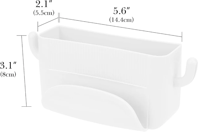 Alt view image 2 of 6 - Drill-Free Plastic Organizer for Small Items, Stick-On Wall Remote Control Storage Rack with Phone Cradle and Side Hooks
