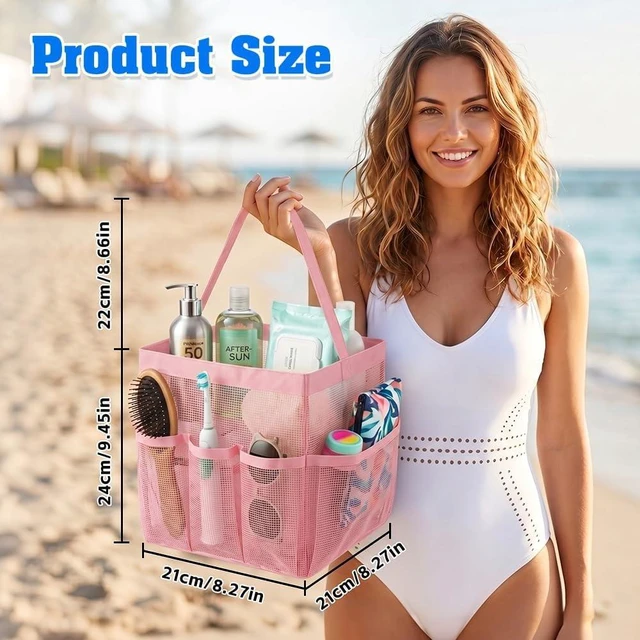 Alt view image 3 of 7 - Quick-Dry Bag for Gym Beach Camping Travel Bathroom, Large Capacity 9-Pocket Toiletry Organizer, Portable Mesh Shower Caddy for College Dorms