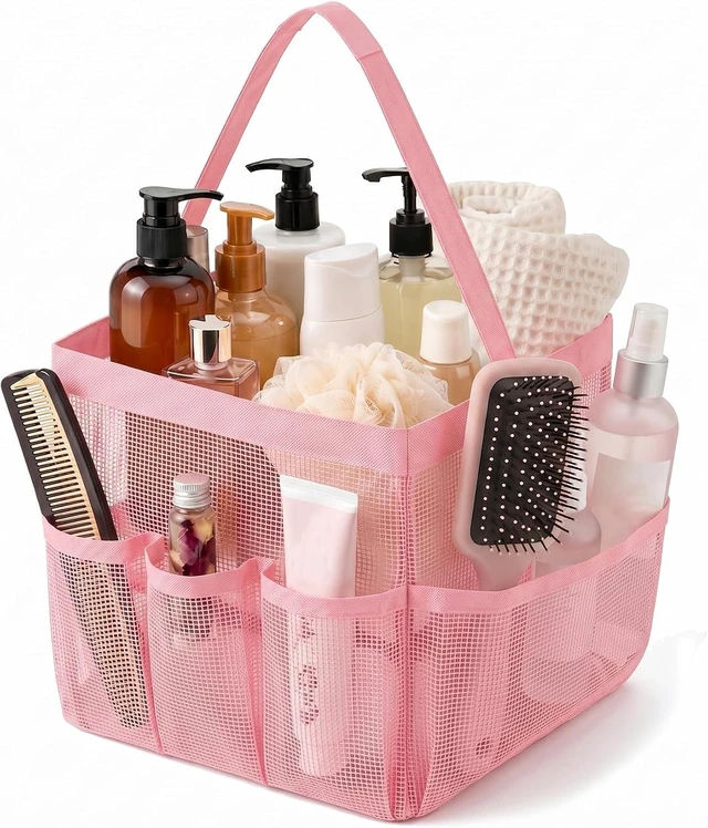 Main image of Quick-Dry Bag for Gym Beach Camping Travel Bathroom, Large Capacity 9-Pocket Toiletry Organizer, Portable Mesh Shower Caddy for College Dorms