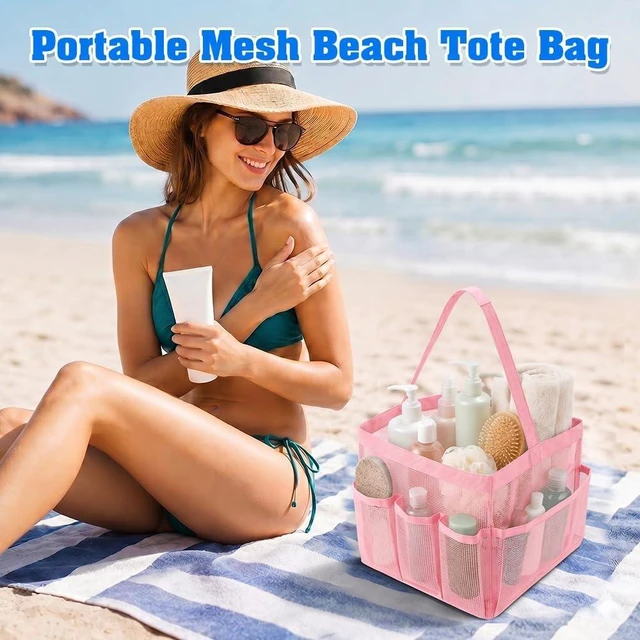 Alt view image 6 of 7 - Quick-Dry Bag for Gym Beach Camping Travel Bathroom, Large Capacity 9-Pocket Toiletry Organizer, Portable Mesh Shower Caddy for College Dorms