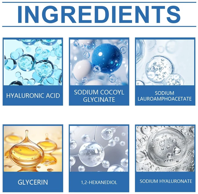 Alt view image 5 of 6 - Hyaluronic Acid Facial Cleanser Gentle Foaming Wash Moisturizing Nourishing Skin Care