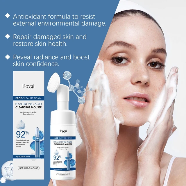 Alt view image 3 of 6 - Hyaluronic Acid Facial Cleanser Gentle Foaming Wash Moisturizing Nourishing Skin Care