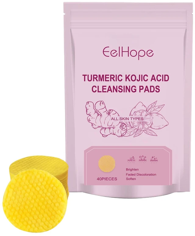 Main image of Hydration & Skin Repair, Brightening, Gentle Turmeric Kojic Acid Facial Cleansing Pads for Deep Clean