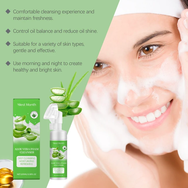 Alt view image 3 of 6 - West Month Aloe Vera Foaming Face Wash Hydrating Non-Drying Gentle Deep Pore Cleanser Refreshing Skin Care