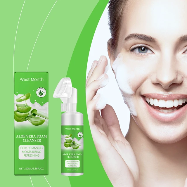 Alt view image 2 of 6 - West Month Aloe Vera Foaming Face Wash Hydrating Non-Drying Gentle Deep Pore Cleanser Refreshing Skin Care