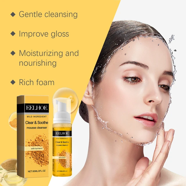 Alt view image 3 of 6 - Turmeric Gentle Facial Cleansing Foam Mousse for Pore Care & Skin Deep Cleaning