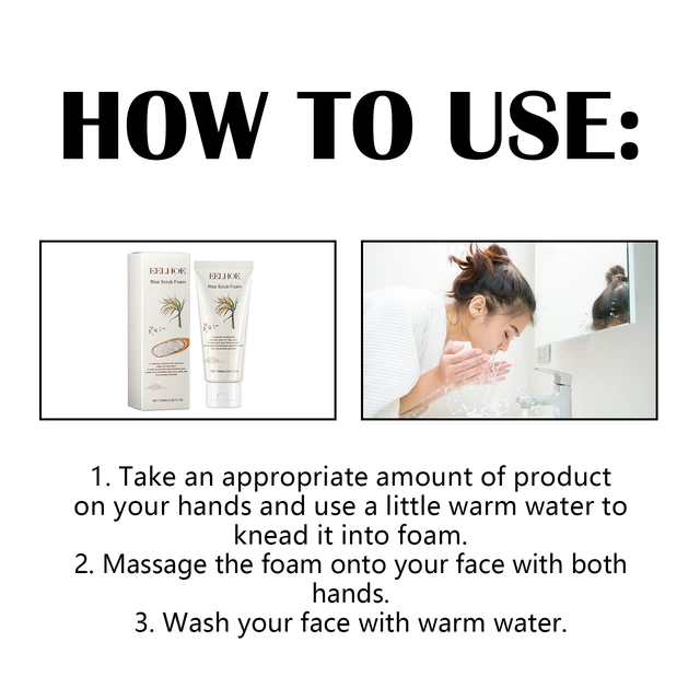 Alt view image 6 of 6 - Rice Extract Brightening Face Wash Deep Clean Pore Tightening Repair Dull Skin Whitening Cleanser