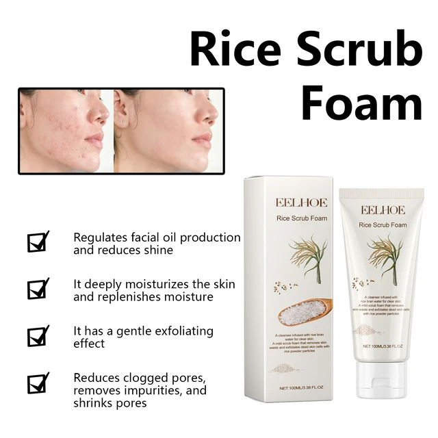Alt view image 4 of 6 - Rice Extract Brightening Face Wash Deep Clean Pore Tightening Repair Dull Skin Whitening Cleanser