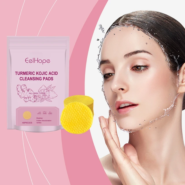 Alt view image 2 of 6 - Hydration & Skin Repair, Brightening, Gentle Turmeric Kojic Acid Facial Cleansing Pads for Deep Clean