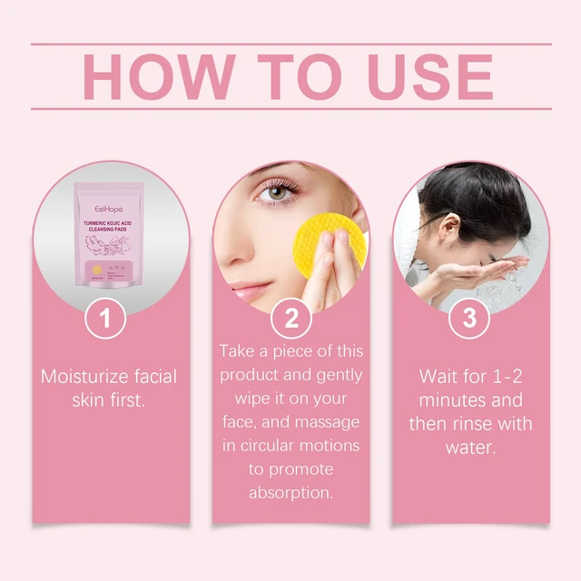 Alt view image 6 of 6 - Hydration & Skin Repair, Brightening, Gentle Turmeric Kojic Acid Facial Cleansing Pads for Deep Clean