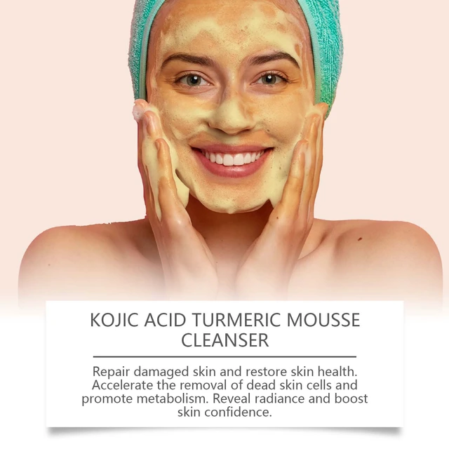 Alt view image 3 of 6 - Turmeric Kojic Acid Foaming Face Wash Hydrating Gentle Deep Cleansing Skin Clarifying Mousse