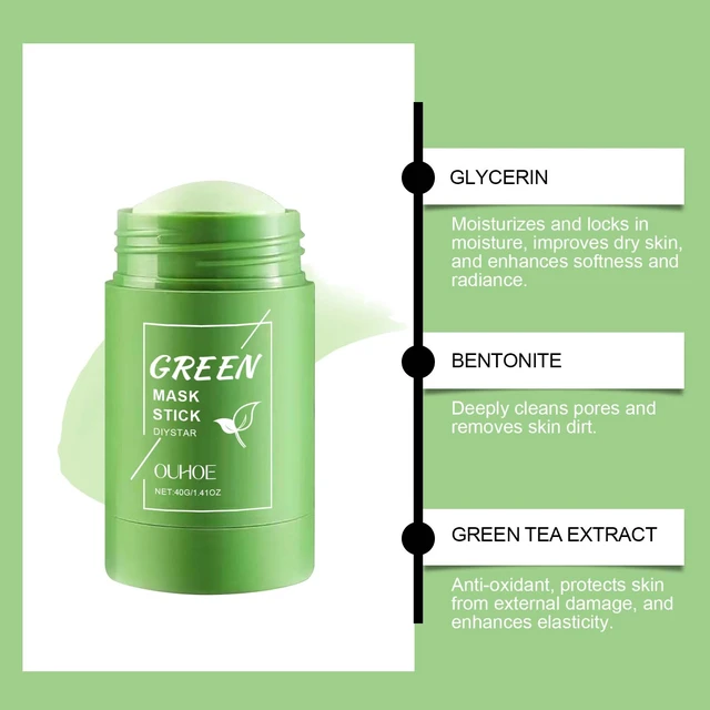 Alt view image 2 of 5 - Gentle Facial Detox & Moisturizer for Pore Refinement, Green Tea Deep Cleansing Stick