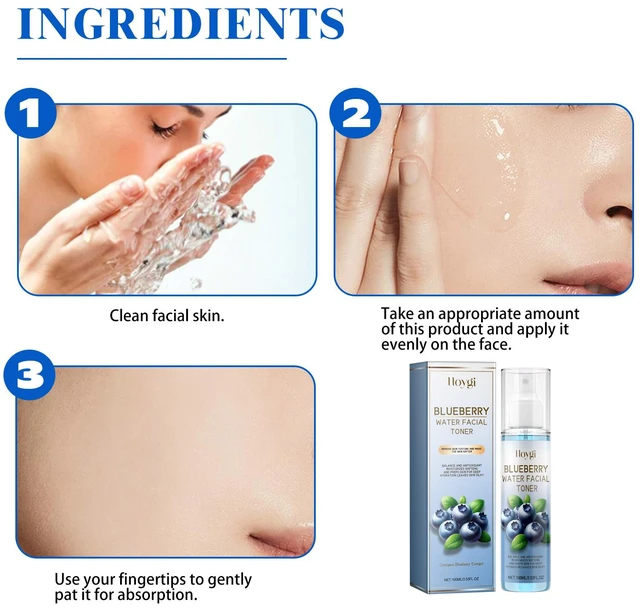 Alt view image 6 of 6 - Deep Cleansing Facial Essence with Anti-Wrinkle & Brightening Cream, HOYGI Natural Blueberry Hydrating Toner
