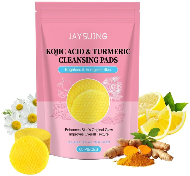 Main image of Moisturizing & Skin Brightening, Kojic Acid Turmeric Cotton Pads for Gentle Deep Cleansing