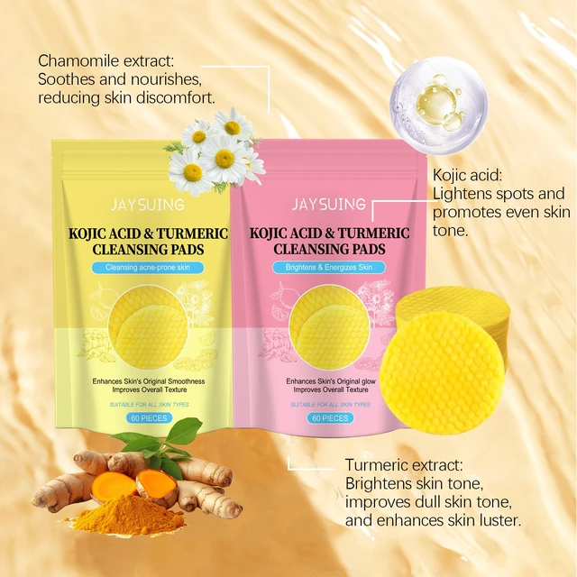 Alt view image 3 of 5 - Moisturizing & Skin Brightening, Kojic Acid Turmeric Cotton Pads for Gentle Deep Cleansing