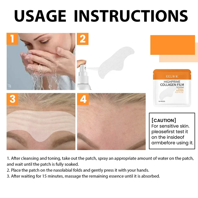 Alt view image 6 of 6 - Water-Soluble Collagen Forehead Lifting Film Patch for Skin Tightening and Anti-Wrinkle Care