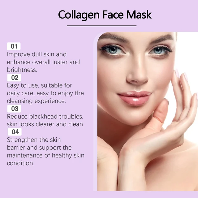 Alt view image 3 of 5 - Collagen Hydrating Tear Mask with Brush - Gentle Moisturizer for Smooth Facial Skin Care