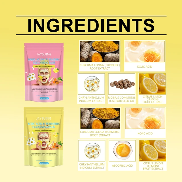 Alt view image 4 of 5 - Soothing & Deep Cleaning Pads, Kojic Acid Turmeric Cutin Care Cleansing Cotton Pads - Gentle Skin Exfoliation