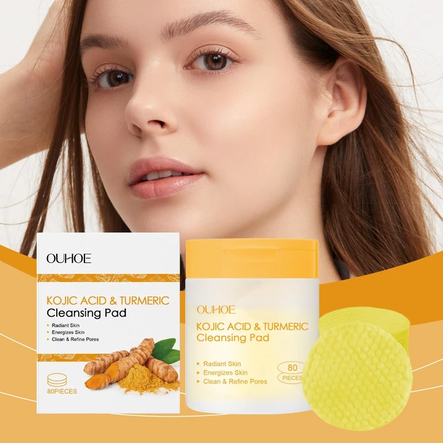 Alt view image 2 of 6 - Kojic Acid & Turmeric Facial Cleansing Pads - Gentle Exfoliating Cotton Sheets for Delicate Skin Care