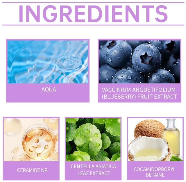 Alt view image 4 of 5 - Moisturizing & Hydrating Face Cleanser, Blueberry Ceramide Facial Wash Gel - Deep Cleansing