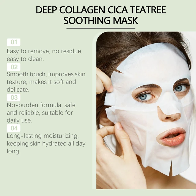 Alt view image 3 of 6 - Collagen Tea Tree Hydrating Face Mask Boxed Elasticity Boosting Skincare