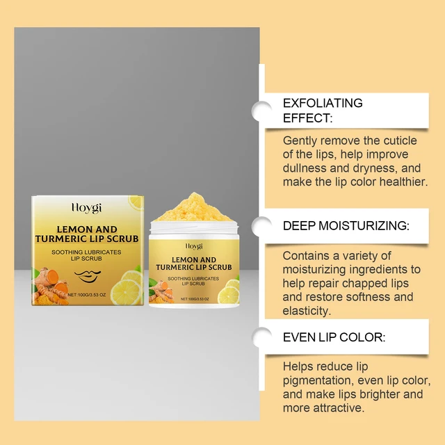 Alt view image 4 of 6 - Turmeric Lemon Lip Scrub - Hydrating Exfoliating Care Cream for Dry Lips