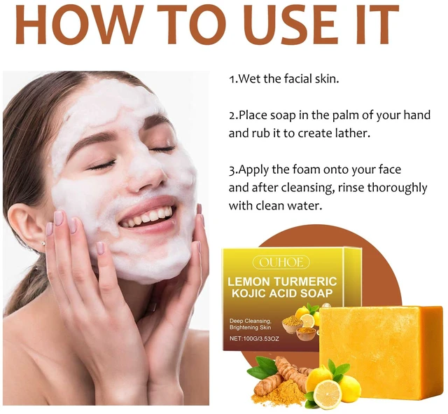 Alt view image 6 of 6 - Exfoliation & Moisturizing Face and Body Wash, Whitening, Skin Brightening, Kojic Acid Turmeric Lemon Soap for Deep Clean