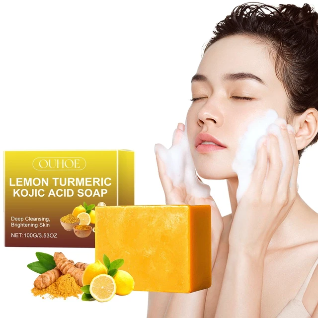 Alt view image 2 of 6 - Exfoliation & Moisturizing Face and Body Wash, Whitening, Skin Brightening, Kojic Acid Turmeric Lemon Soap for Deep Clean
