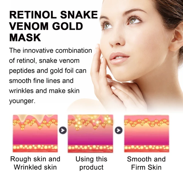 Alt view image 3 of 6 - Brightening & Anti-Aging, Pore Minimizing, Firming, Gold Retinol Snake Venom Mask for Deep Cleansing