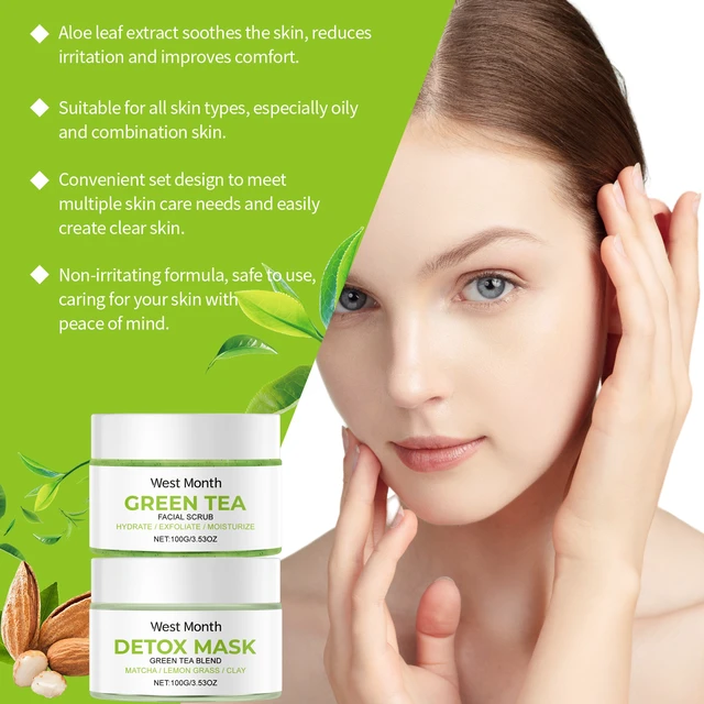 Alt view image 4 of 6 - Hydrating & Refreshing Skin Balance Kit, West Month Green Tea Facial Cleansing Set - Oil Control