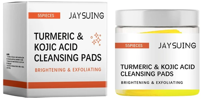 Main image of Unclog Pores & Fade Acne Marks, Turmeric Kojic Acid Facial Cleansing Pads - Gentle Deep Clean