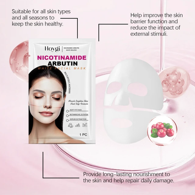 Alt view image 3 of 7 - Niacinamide & Arbutin Hydrating Facial Sheet Mask for Skin Moisturizing and Tightening Essence Care