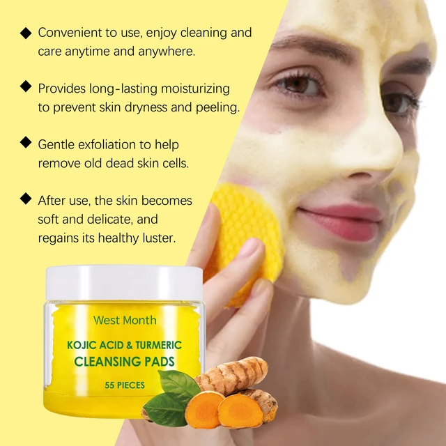Alt view image 4 of 6 - West Month Turmeric Facial Cleansing Pads Gentle Hydrating Moisturizing Skin Care Wipes