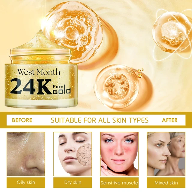 Alt view image 3 of 7 - Anti-Aging Firming & Brightening Cream for Wrinkle Reduction, West Month 24k Gold Collagen Face Moisturizer