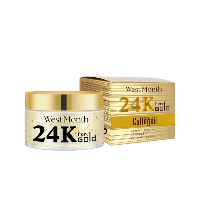 Alt view image 7 of 7 - Anti-Aging Firming & Brightening Cream for Wrinkle Reduction, West Month 24k Gold Collagen Face Moisturizer