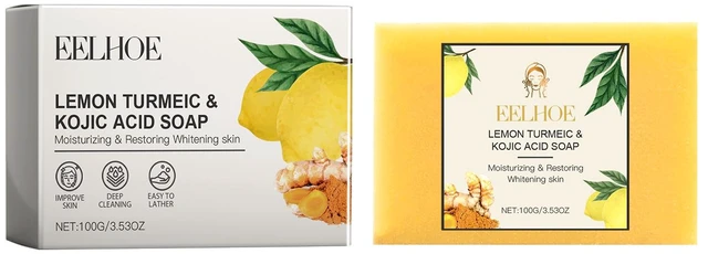 Main image of Lemon Turmeric Kojic Acid Bar Soap Gentle Hydrating Brightening Square Facial Cleanser