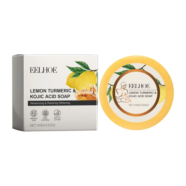 Alt view image 2 of 7 - Lemon Turmeric Kojic Acid Bar Soap Gentle Hydrating Brightening Square Facial Cleanser