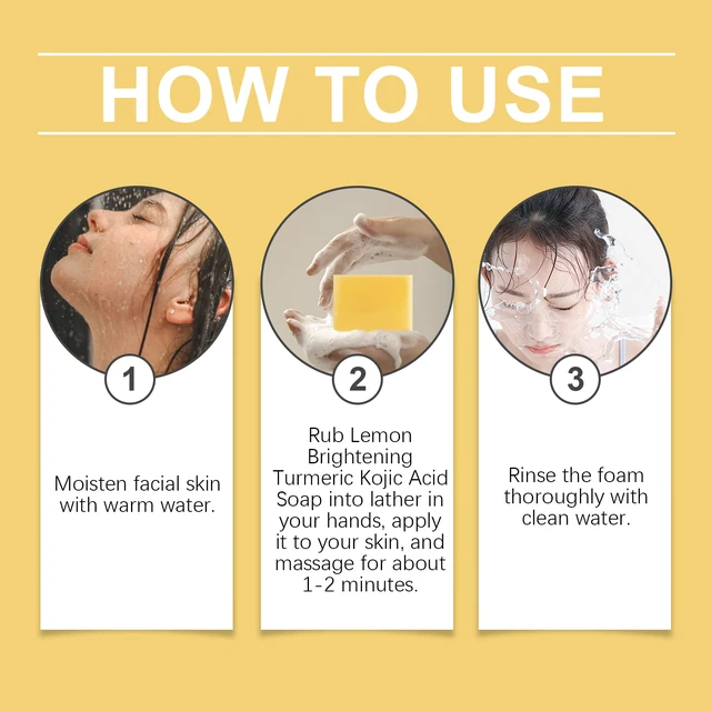 Alt view image 7 of 7 - Lemon Turmeric Kojic Acid Bar Soap Gentle Hydrating Brightening Square Facial Cleanser