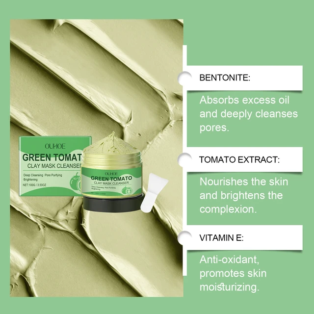 Alt view image 2 of 5 - Green Tomato Purifying Mud Mask Hydrating Firming Deep Cleansing Pore Facial Skin Care Patch
